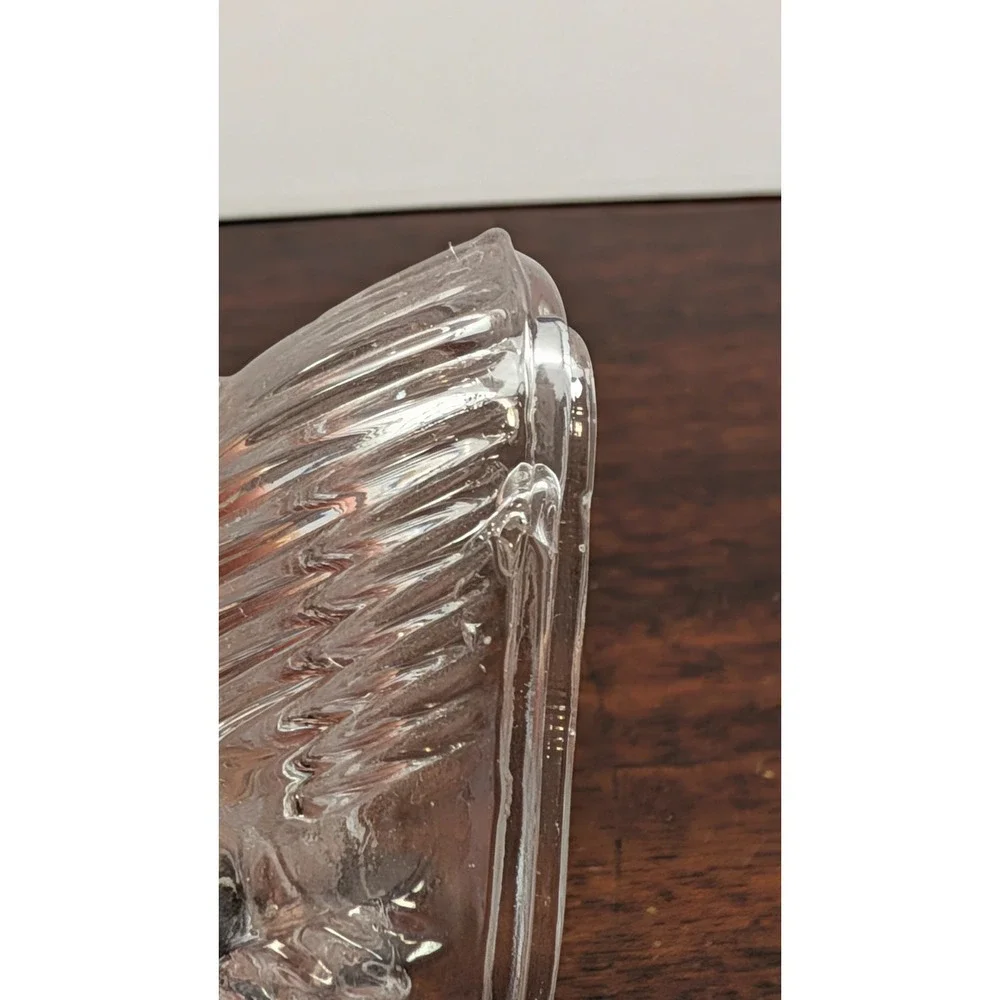 Vintage Clear Glass Swan Covered Dish Trinket Box Romantic Cottagecore Decor